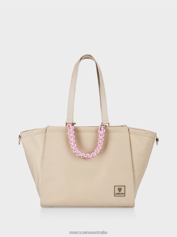 Accessory Bleached Sand J8XFX1549 "Rethink Together" crocheted handle bag Marc Cain