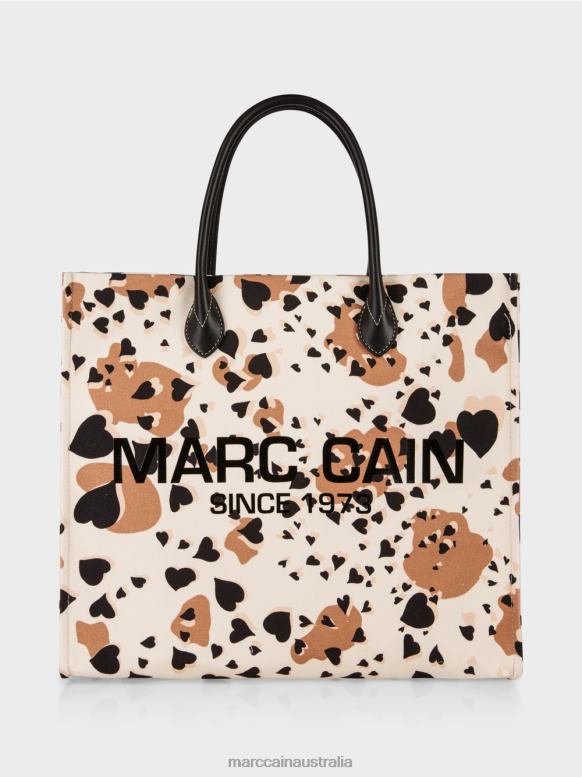 Accessory Creme J8XFX1550 Leopard tote bag with MC lettering Marc Cain