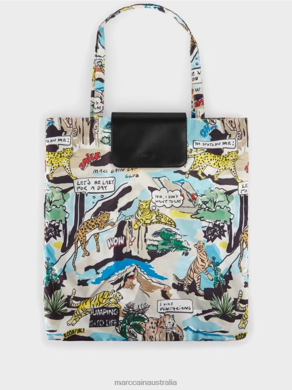 Accessory Deep Sea J8XFX1515 Shopper bag with "Rethink Together" print Marc Cain
