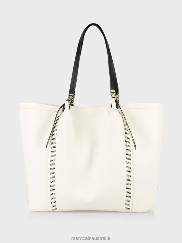 Accessory White And Black J8XFX1524 "Rethink Together" tote bag with leather Marc Cain