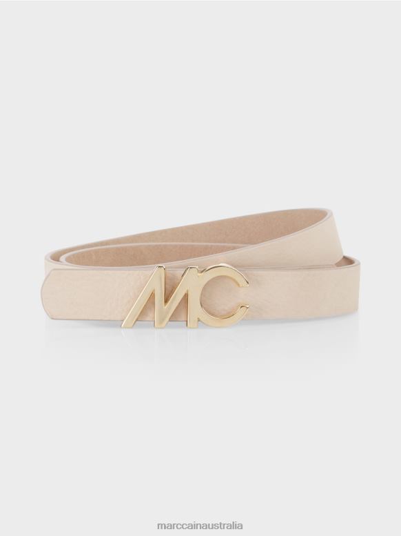 Accessory Dark Cream J8XFX1680 Waist belt with logo buckle Marc Cain