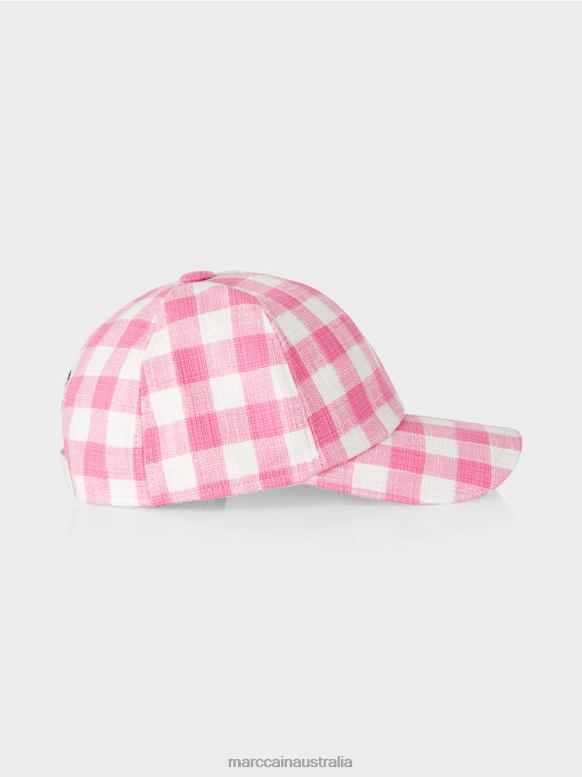 Accessory Bright Pink J8XFX1731 Cap with vichy checks Marc Cain