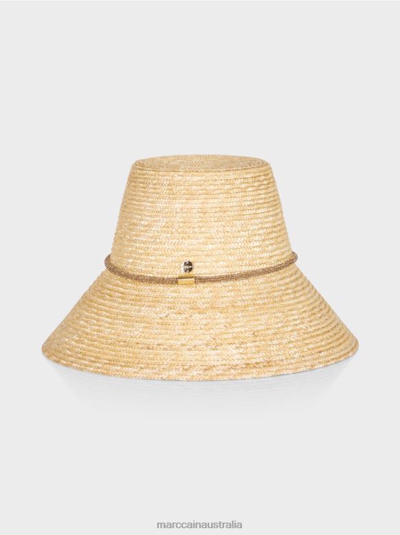 Accessory Raffia J8XFX1720 Cloche sun hat in natural straw Marc Cain