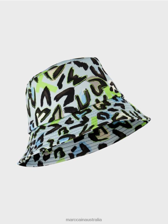 Accessory Soft Powder Blue J8XFX1696 Hat with all-over print Marc Cain