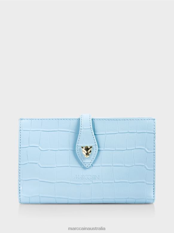 Accessory Atmospheric Blue J8XFX1739 Faux croc wallet in cowhide leather Marc Cain