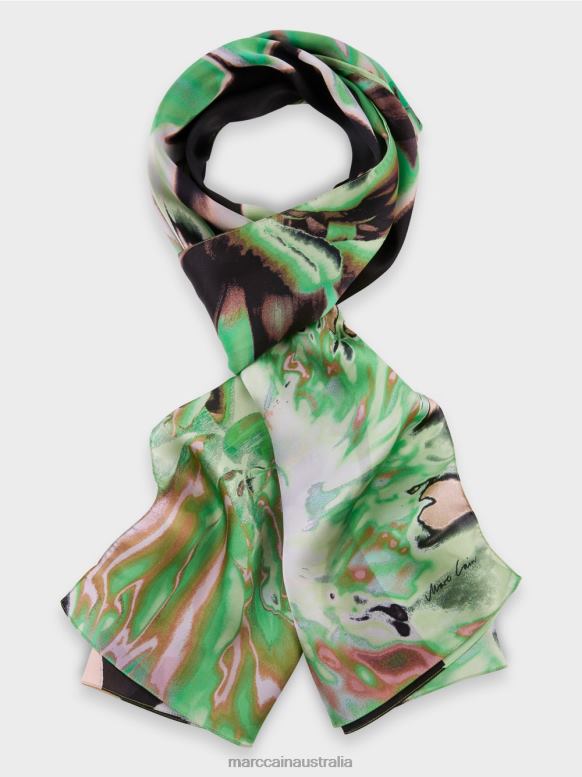 Accessory Black J8XFX1663 Delicate silk scarf with floral design Marc Cain