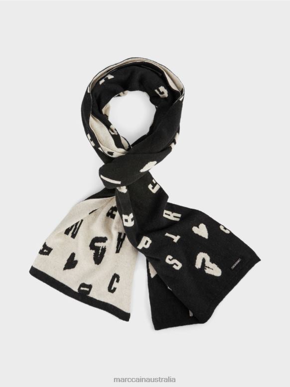 Accessory Black J8XFX1693 Reversible "Rethink Together" scarf Marc Cain