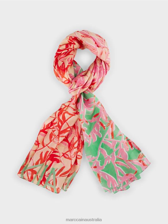 Accessory Bright Jade J8XFX1736 Elegant silk scarf in a floral pattern Marc Cain