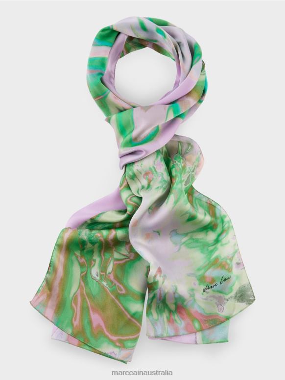 Accessory Bright Lavender J8XFX1665 Delicate silk scarf with floral design Marc Cain