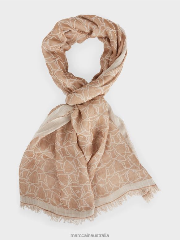 Accessory Camel J8XFX1745 Scarf in a stylised leopard head design Marc Cain