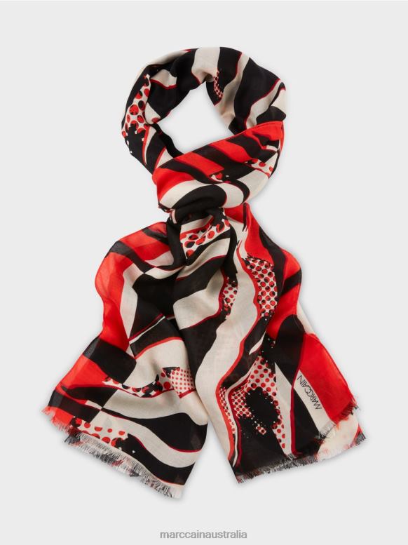 Accessory Campari J8XFX1668 Scarf with stylised Leo print Marc Cain