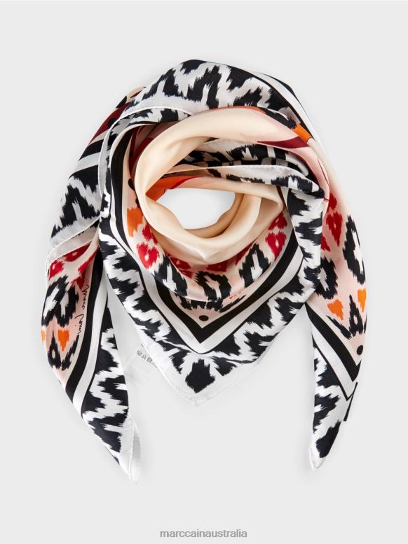 Accessory Creme J8XFX1713 Silk scarf with floral print Marc Cain