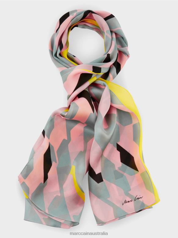 Accessory Dark Sky Blue J8XFX1707 Silk scarf with graphic design Marc Cain