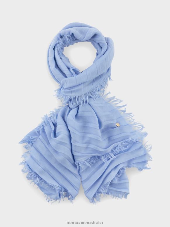 Accessory Dark Summer Sky J8XFX1675 Plain-coloured fringed scarf Marc Cain