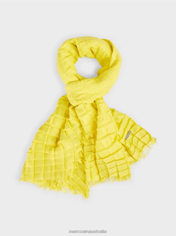 Accessory Green Sulphur J8XFX1742 Pleated plaid scarf Marc Cain