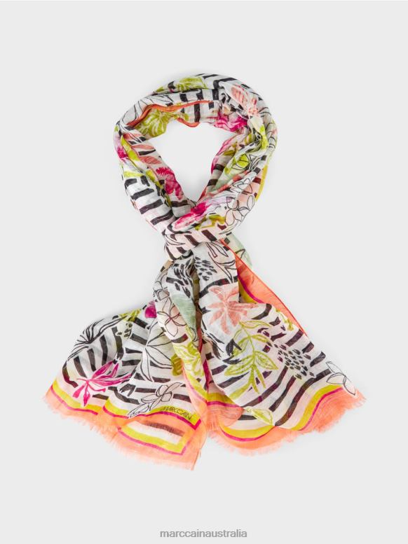 Accessory Light Terracotta J8XFX1715 Soft summer scarf with print Marc Cain
