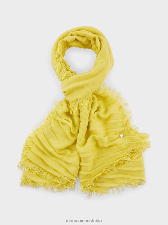 Accessory Soft Lemon J8XFX1702 Plain-coloured fringed scarf Marc Cain