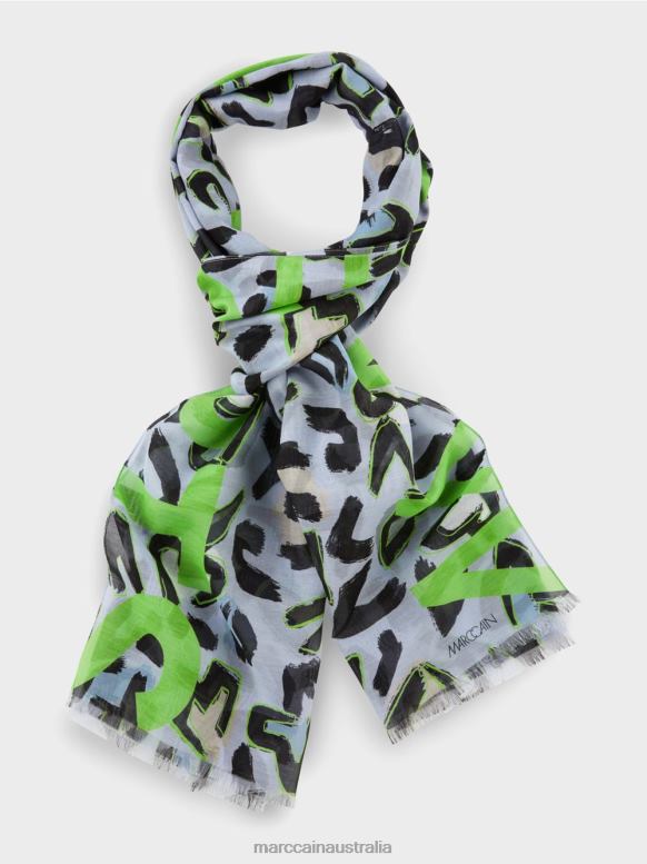 Accessory Soft Powder Blue J8XFX1689 Scarf with graffiti-inspired design Marc Cain