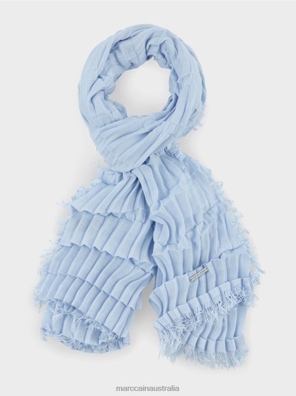 Accessory Soft Powder Blue J8XFX1691 Scarf with pleated structure Marc Cain