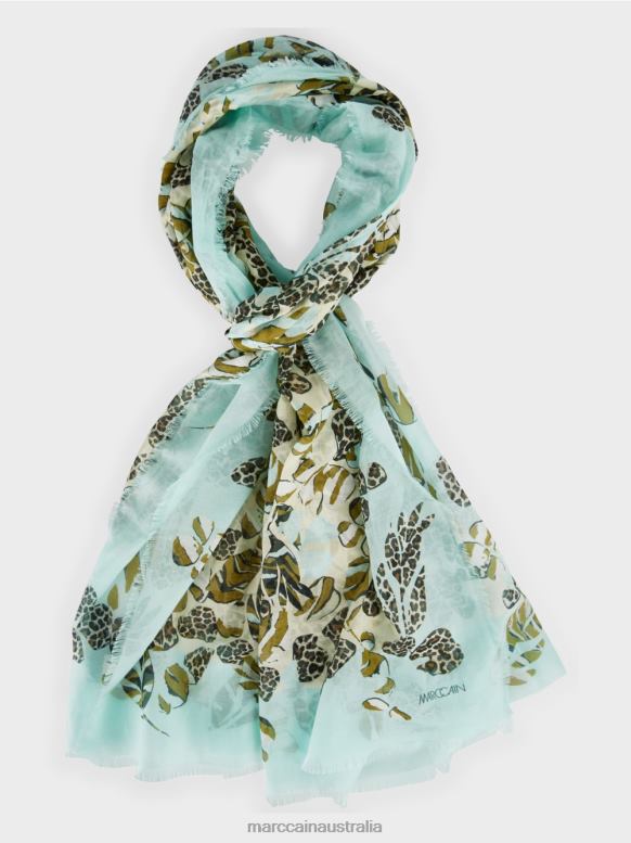 Accessory Soft Skylight J8XFX1732 Scarf with fauna and flora print Marc Cain