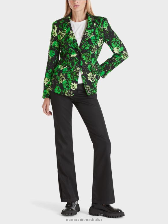 Clothing Dark Apple Green J8XFX153 Blazer with flower print Marc Cain