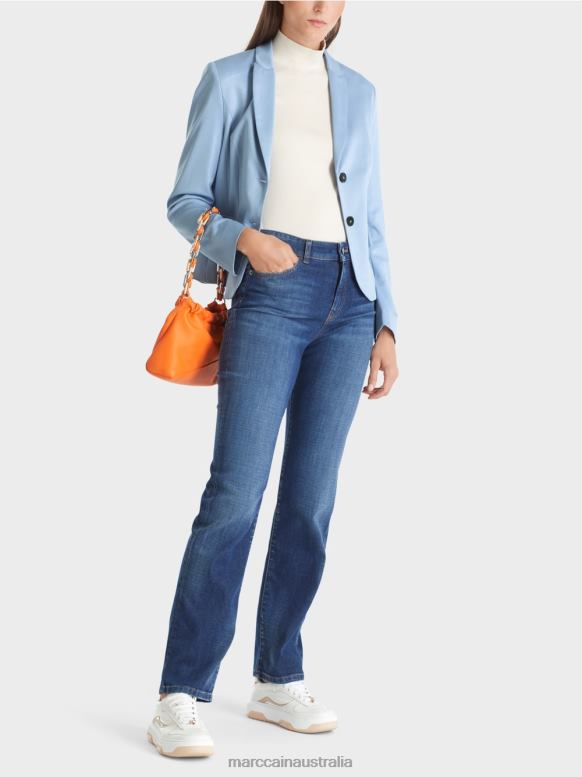 Clothing Dark Summer Sky J8XFX174 Fitted blazer with narrow lapel Marc Cain