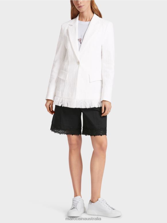 Clothing Off-White J8XFX180 Cotton blazer with fringes Marc Cain