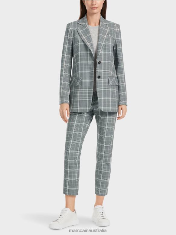Clothing Silver Grey J8XFX167 Checked blazer with flap pockets Marc Cain