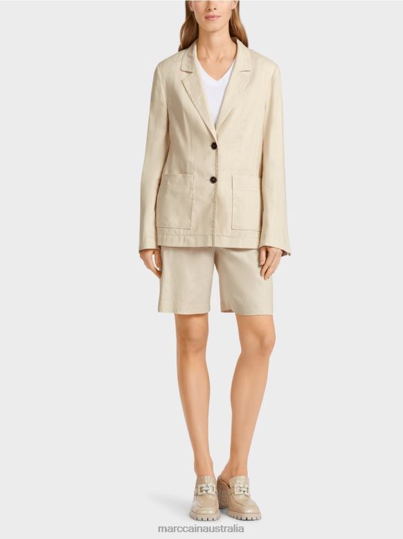 Clothing Soft Linen J8XFX184 Figure-hugging blazer with linen Marc Cain