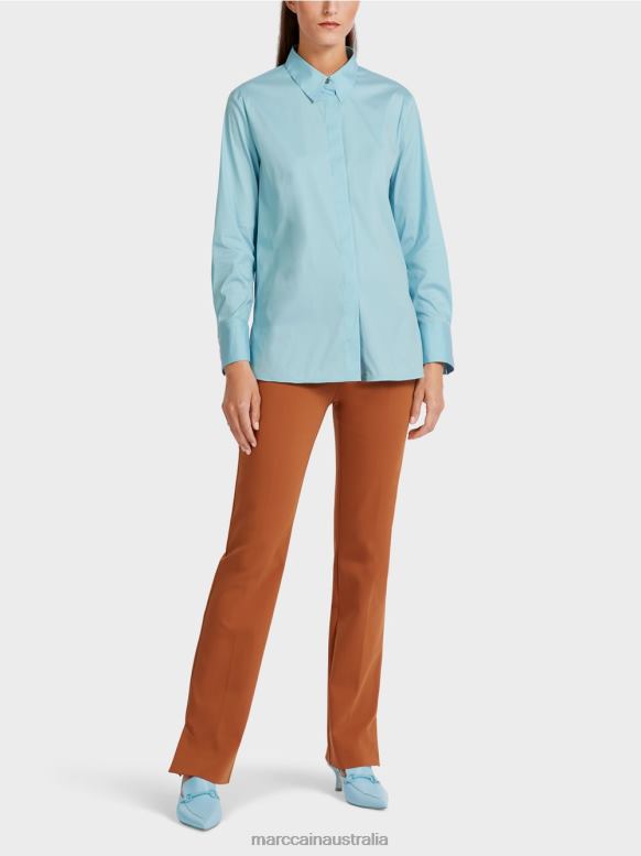 Clothing Atmospheric Blue J8XFX1016 Long blouse in a cotton blend Marc Cain