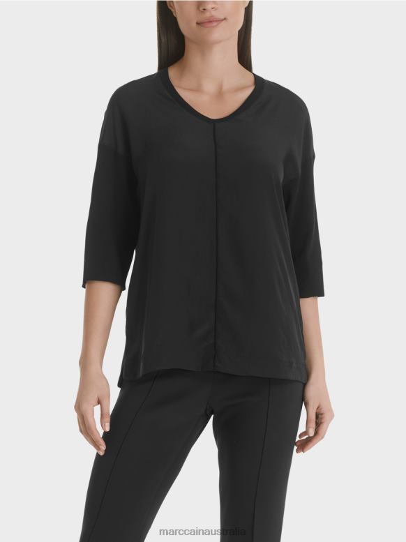Clothing Black J8XFX1031 Blouse shirt made from material mix Marc Cain