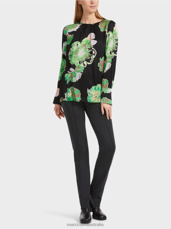 Clothing Black J8XFX845 Blouse with pleated round neck Marc Cain