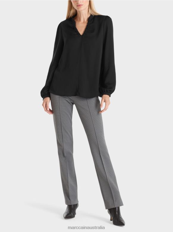 Clothing Black J8XFX863 Blouse with feminine details Marc Cain