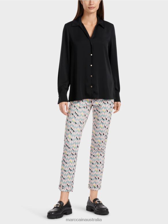 Clothing Black J8XFX889 Classic shirt blouse with V-neck Marc Cain