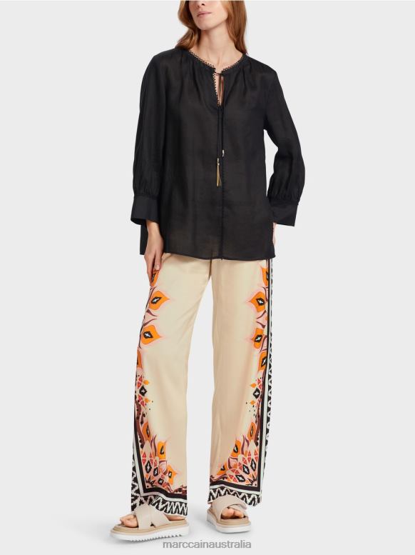 Clothing Black J8XFX915 Blouse in ramie (China grass) Marc Cain