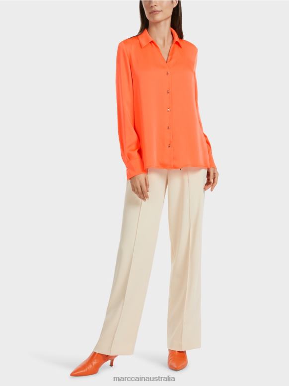 Clothing Bright Coral J8XFX861 Classic shirt blouse with V-neck Marc Cain