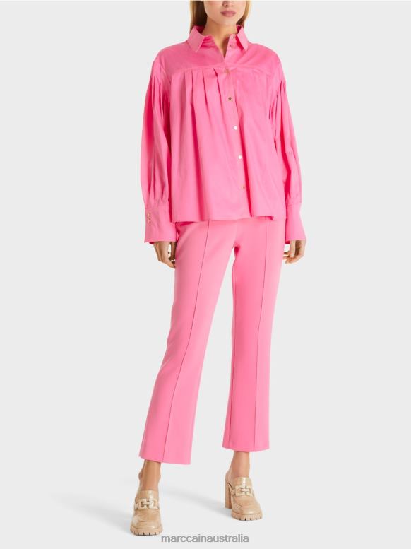 Clothing Bright Pink J8XFX976 Blouse with shoulder yoke and pleats Marc Cain