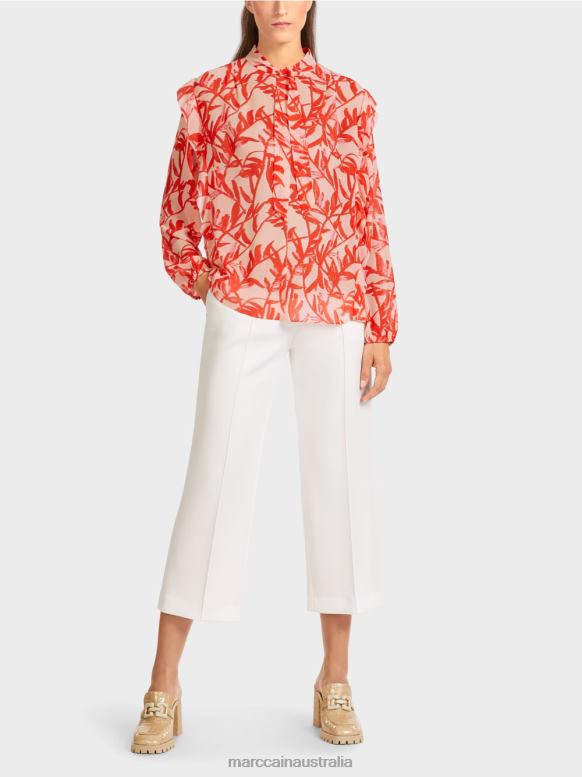 Clothing Bright Tan J8XFX973 Frilly blouse with floral print Marc Cain