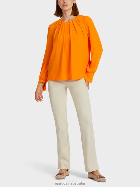 Clothing Clear Orange J8XFX1019 Blouse-style top with pleats Marc Cain