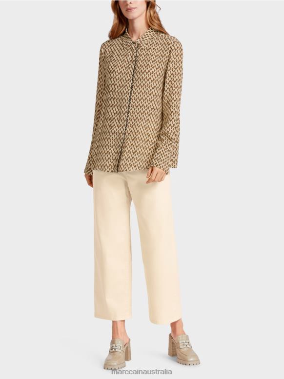 Clothing Creme J8XFX917 Viscose blouse with all-over print Marc Cain