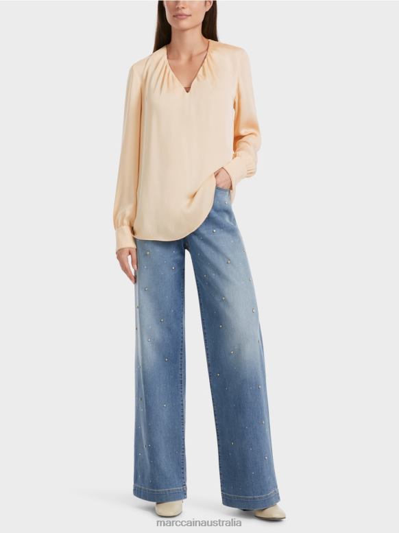 Clothing Dark Cream J8XFX854 Casual blouse with V-neck Marc Cain