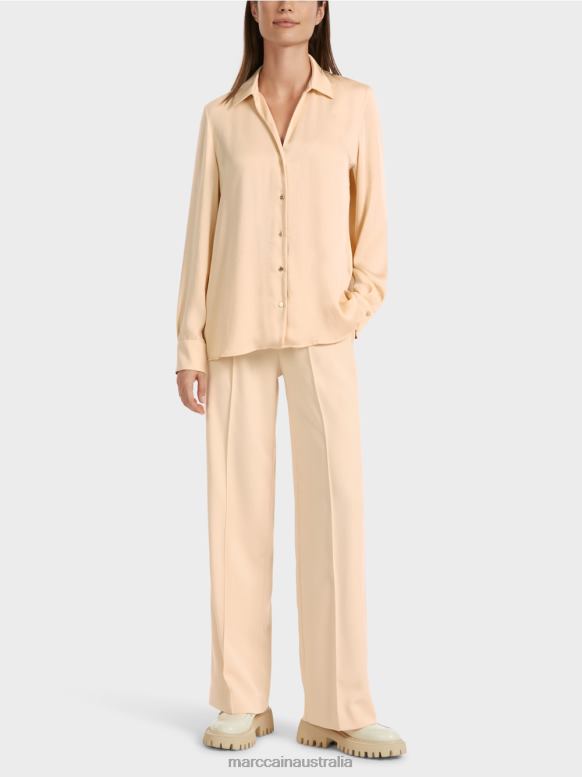 Clothing Dark Cream J8XFX856 Classic shirt blouse with V-neck Marc Cain