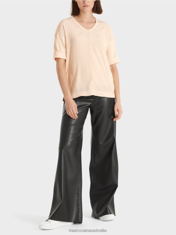 Clothing Dark Cream J8XFX907 Blouse with material mix Marc Cain