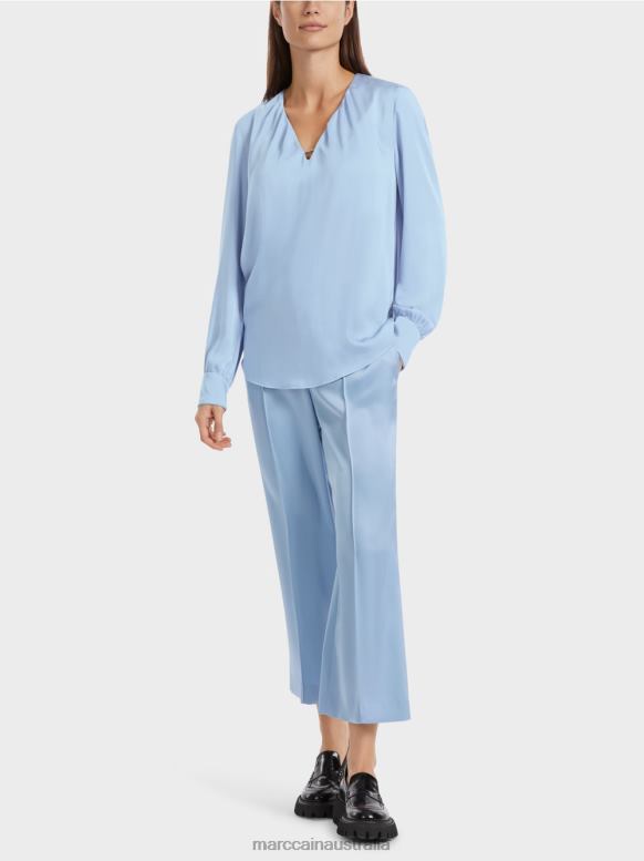 Clothing Dark Summer Sky J8XFX855 Casual blouse with V-neck Marc Cain