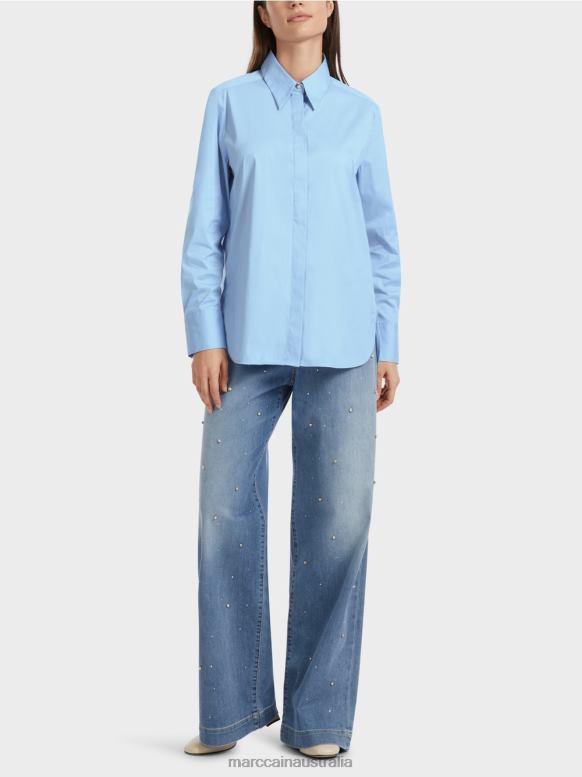 Clothing Dark Summer Sky J8XFX857 Blouse with extended back Marc Cain