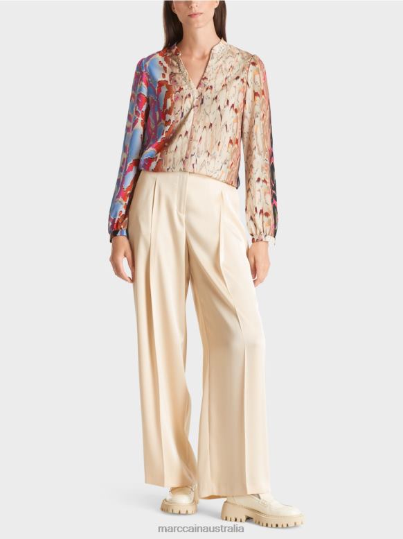 Clothing Dark Summer Sky J8XFX864 Blouse with print mix Marc Cain