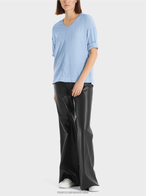 Clothing Dark Summer Sky J8XFX905 Blouse with material mix Marc Cain