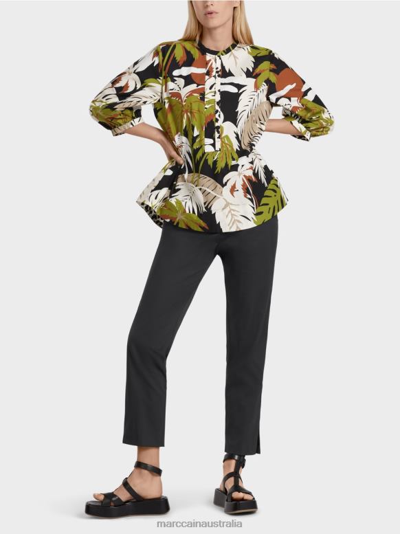 Clothing Deep Oliv Green J8XFX944 Cotton A-line blouse Marc Cain