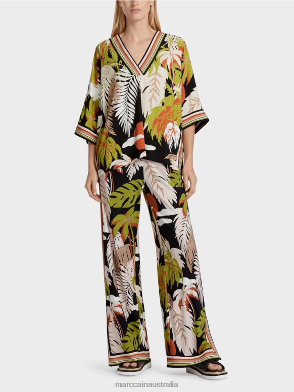 Clothing Deep Oliv Green J8XFX947 Viscose blouse with kimono sleeves Marc Cain