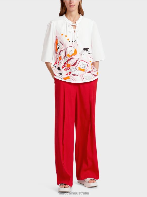 Clothing Deep Red J8XFX918 Flared blouse with 3/4-length sleeves Marc Cain